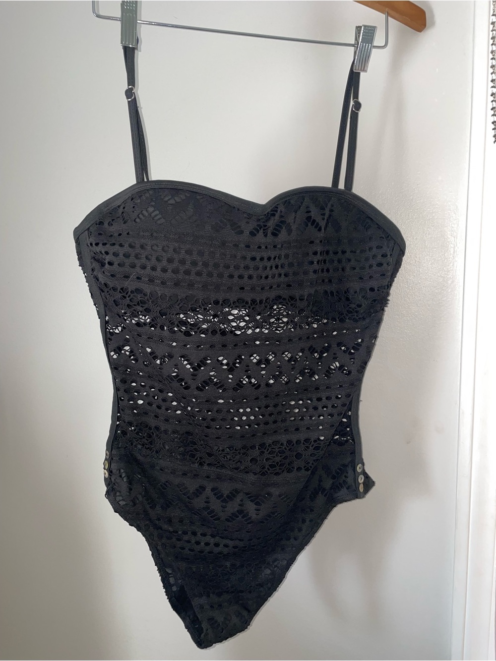 Black Crochet Lace One-Piece Swimsuit